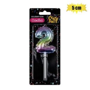 Birthday Candle balloon-2 Rainbow 5cm