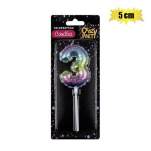 Birthday Candle balloon-3 Rainbow 5cm