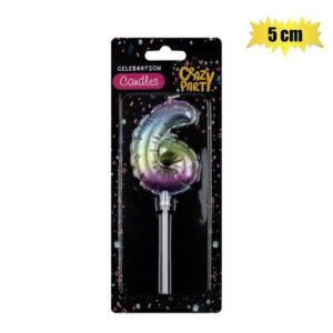 Birthday Candle balloon-6 Rainbow 5cm