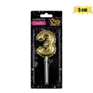 Birthday Candle Balloon Number 3-gold 5cm