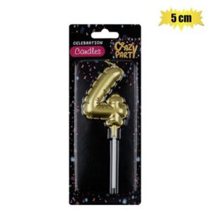 Birthday Candle Balloon Number 4-gold 5cm