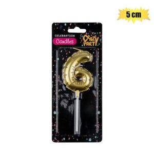 Birthday Candle Balloon Number 6-gold 5cm