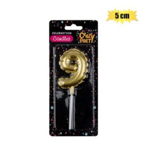 Birthday Candle Balloon Number 9-gold 5cm