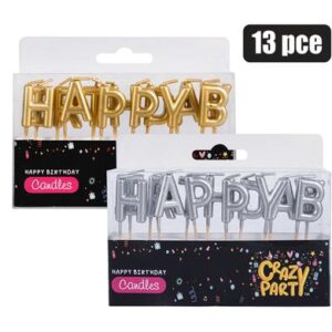 Birthday Candle Letters 13-piece Gold/slv