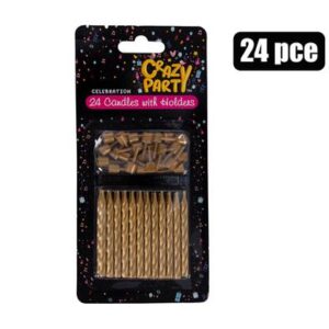 Birthday Candle 24 Candles & Holders Gold