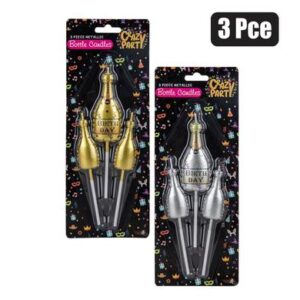 Birthday Candle Metallic Bottles 3-piece