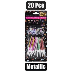 Birthday Candle Metallic & HB Sign 20-piece