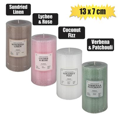 Candle Pillar Round 13 x 7cm Scented – Assorted
