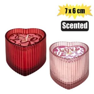 Candle in Glass Heart Shape 7 x 6cm