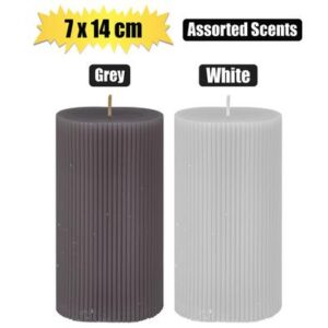 Candle Pillar Round Grey 7 x 14cm
