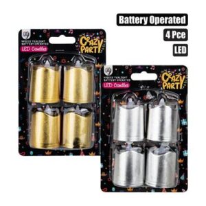 Candle Artificial Metallic Battery-operated LED 4-piece