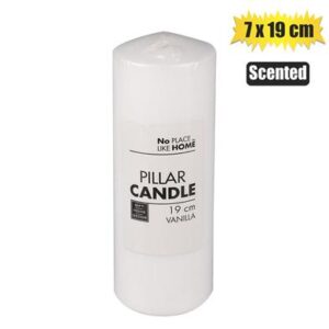 Candle Pillar Round White 19 x 7cm Scented