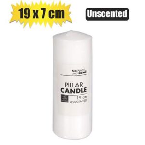 Candle Pillar Round White 19 x 7cm U/scent