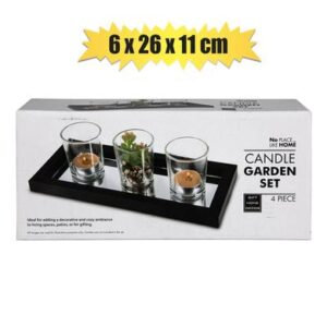 Candle Garden Set MDF Glass 6 x 26 x 11cm