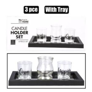 Candle-holder-set 3-piece with Tray