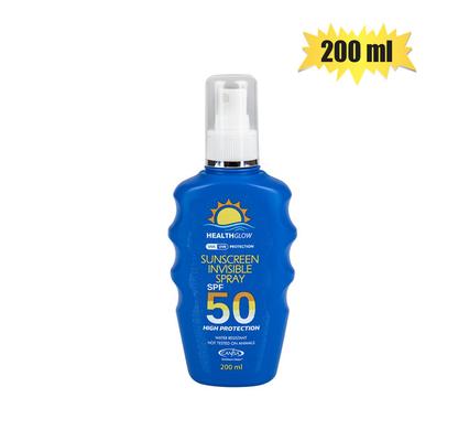 Health Glow Sunscreen Spf 50 200ml Invisible Spray