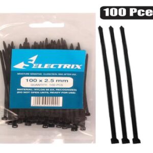 Cable-ties 2.5 x 100mm Black 100's Bulk