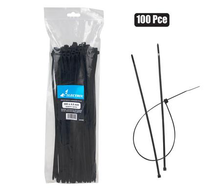 Cable-ties 4.8 x 300mm Black 100's Bulk