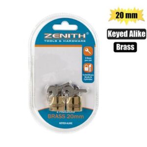 Padlock Zenith Brass 20mm Key-alike Crd 2