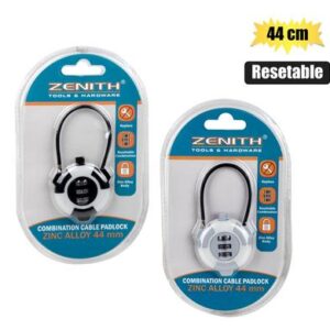 Padlock Cable Combo Resetable Zenith