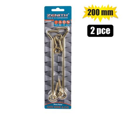Gate-hook & Eye Brassed 200mm 2-piece Zenith