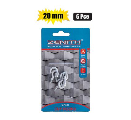Cup-hooks White-plastic-ctd 20mm 6-piece Zenith