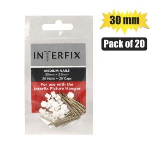 Interfix Picture-hanger Nails & Caps 30mm pack-20