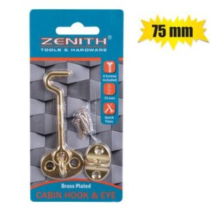 Cabin-hook & Eye Brass & Screws 75mm Zenith