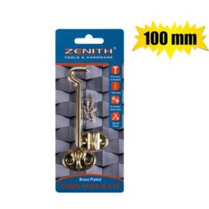 Cabin-hook & Eye Brass & Screws 100mm Zenith