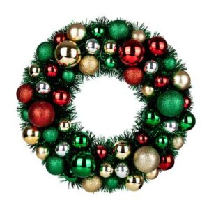 Christmas Wreath with Baubles & Tinsel 33cm