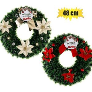 Christmas Wreath Tinsel 48cm Assorted
