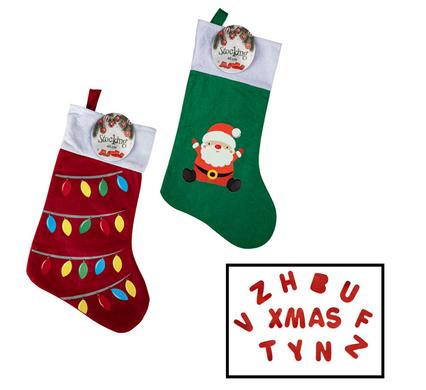 Christmas Stockings Felt Printed 40cm
