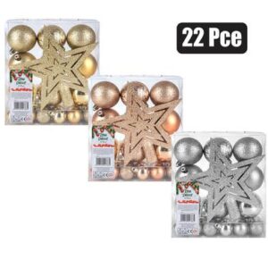 Christmas Baubles with Star 22-piece