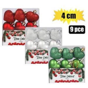 Christmas Tree Decor Hearts 4cm 9-piece