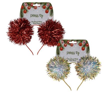 Christmas Dress Up Headband Pom Pom