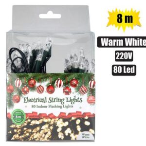 Christmas Lights 220v in 80 LED 8m Warm White