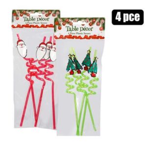 Christmas Plastic Straws 4-piece Assorted