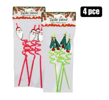 Christmas Plastic Straws 4-piece Assorted