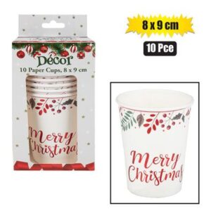 Christmas Paper Cups 10-piece 8 x 9cm