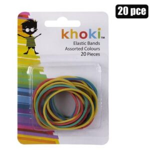 Khoki Stationery Elastic Bands Colour 20-piece – Assorted