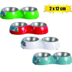 Petmall Pet Dog/cat Bowl Plastic & S/s 12cm Double