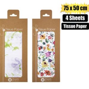 Paper Tissue 75 x 50cm 4shts Flower