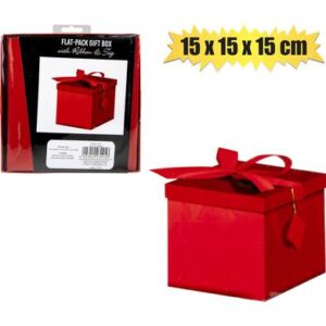 Giftbox Flat Pack 15c15 x 15cm Red