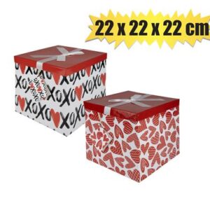 Giftbox Flat Pack 22 x 22 x 22cm Red/love