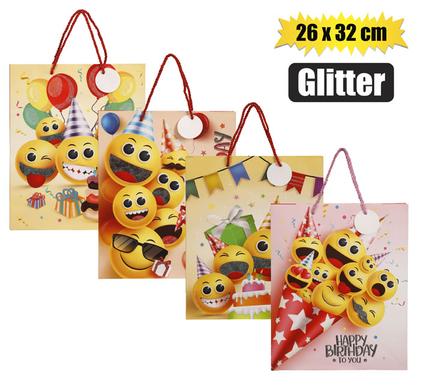 Gift-bag Paper Large Emoji Glitter 26 x 32cm