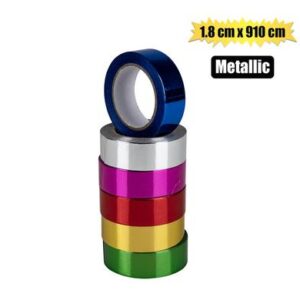 Gift Ribbon Metallic 1.8 x 910cm Cols – Assorted