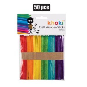 Khoki Wooden Lolly Sticks Colour 50 (Arts & Crafts)