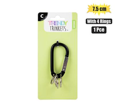 Trendy Trinkets Keychain Snap Hook 1-piece 7.5cm 4 Rings