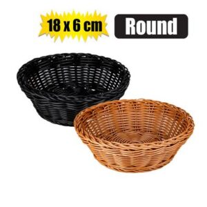 Woven Plastic Basket Round 18 x 6cm