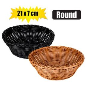 Woven Plastic Basket Round 21 x 7cm